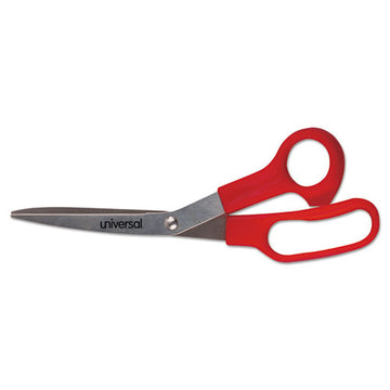 Universal® General Purpose Stainless Steel Scissors, 7.75" Long, 3" Cut Length, Red Offset Handles, 3-pack freeshipping - TVN Wholesale